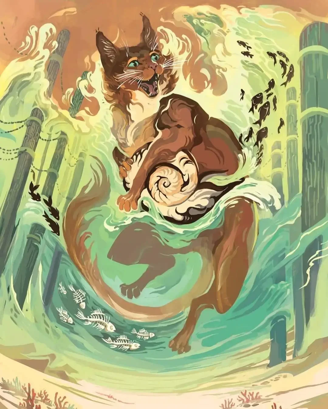 Кот Баюн арт рисунок
