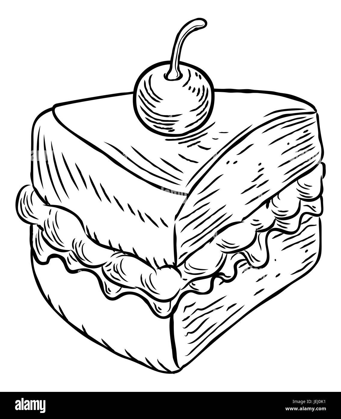 Кусок торта рисунок чб