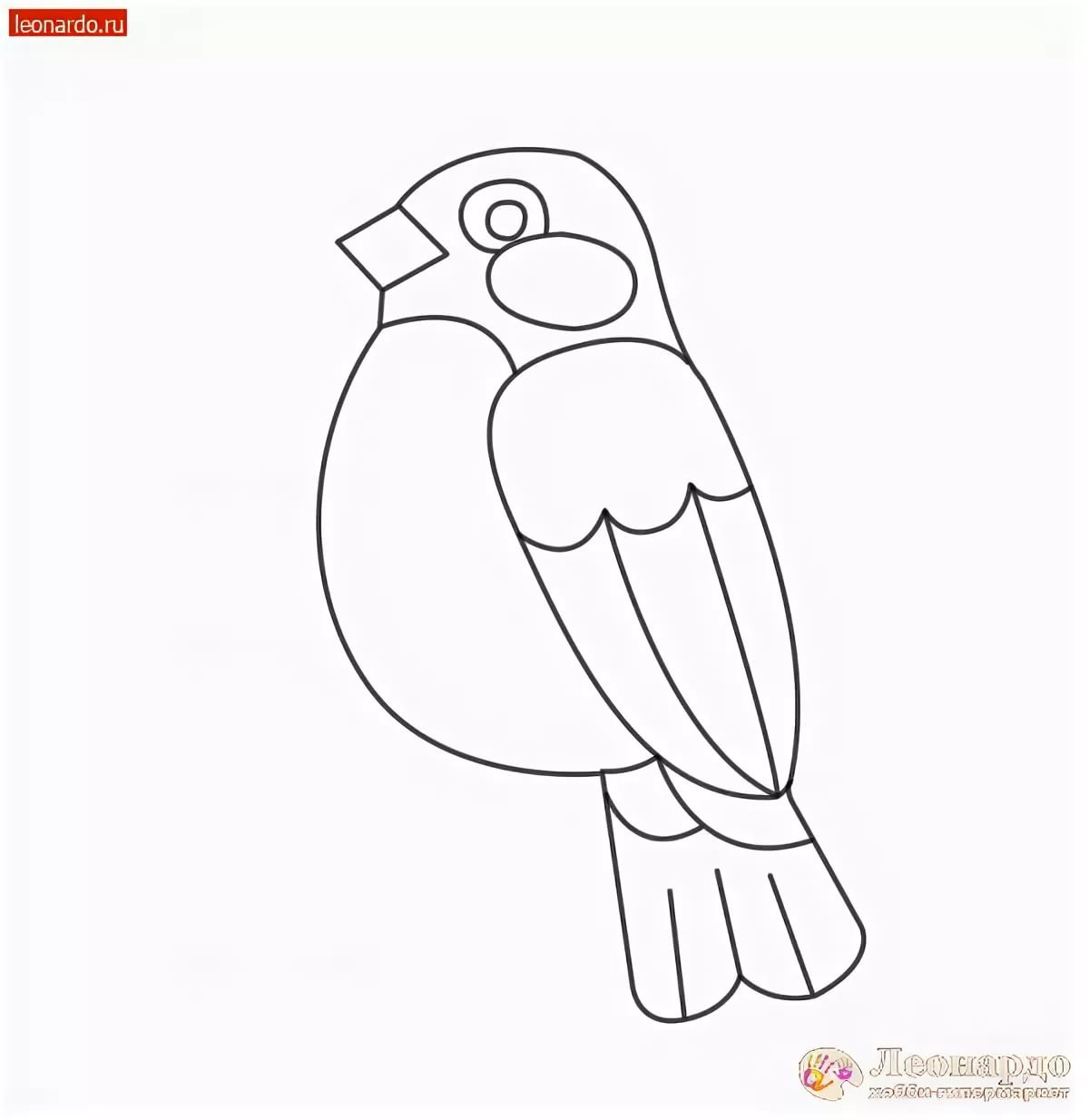 Трафарет снегиря для пластилинографии