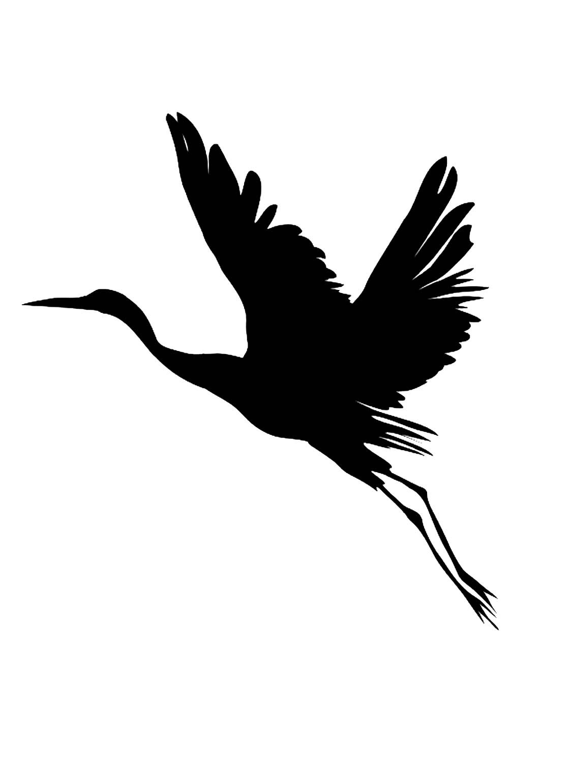 Силуэт летящего журавля