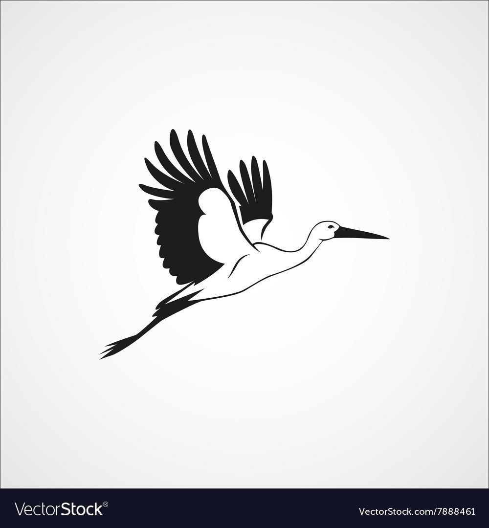Силуэт аиста в полете