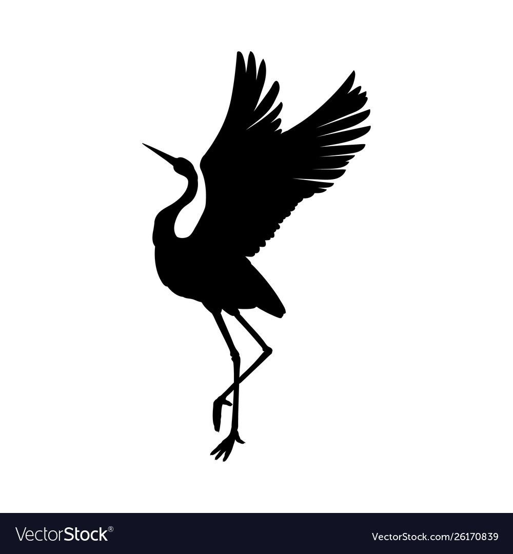 Силуэт Цапли в полете