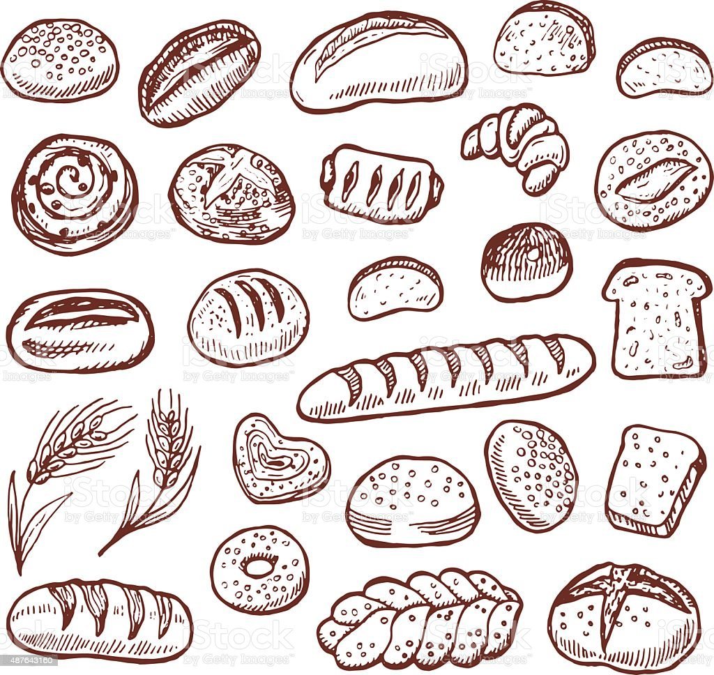 Хлеб и хлебобулочные изделия карандашом