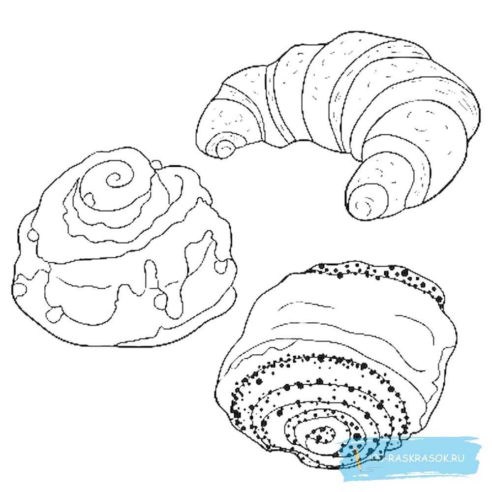 Булочка раскраска для детей
