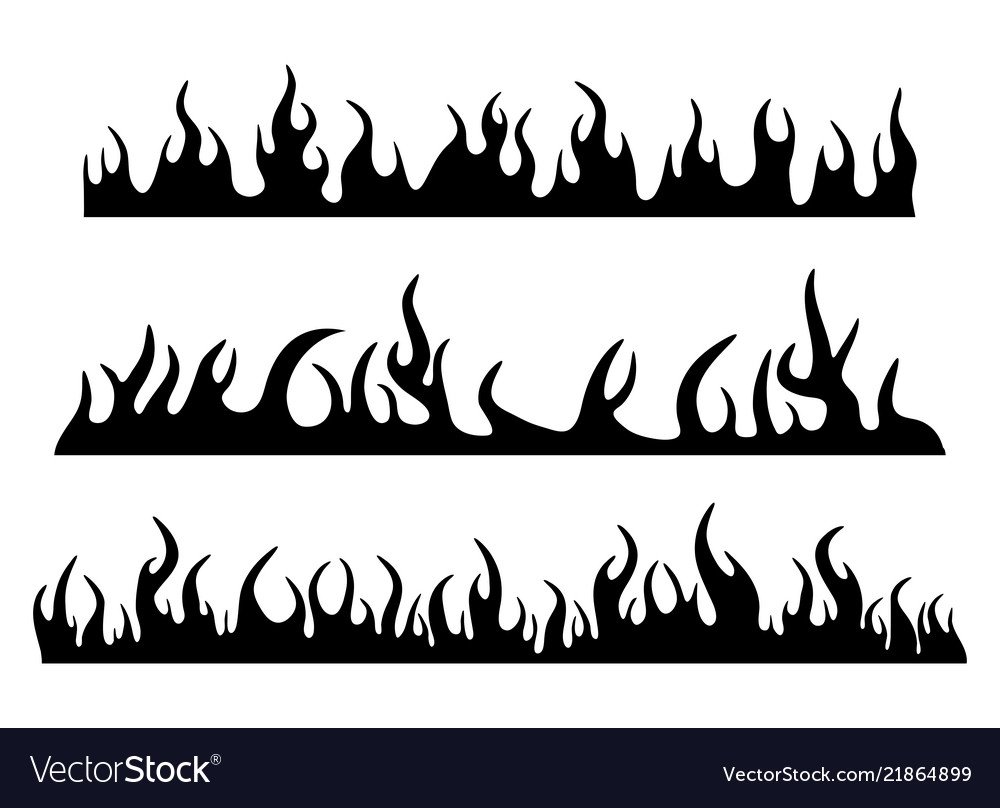 Языки пламени линия трафарет