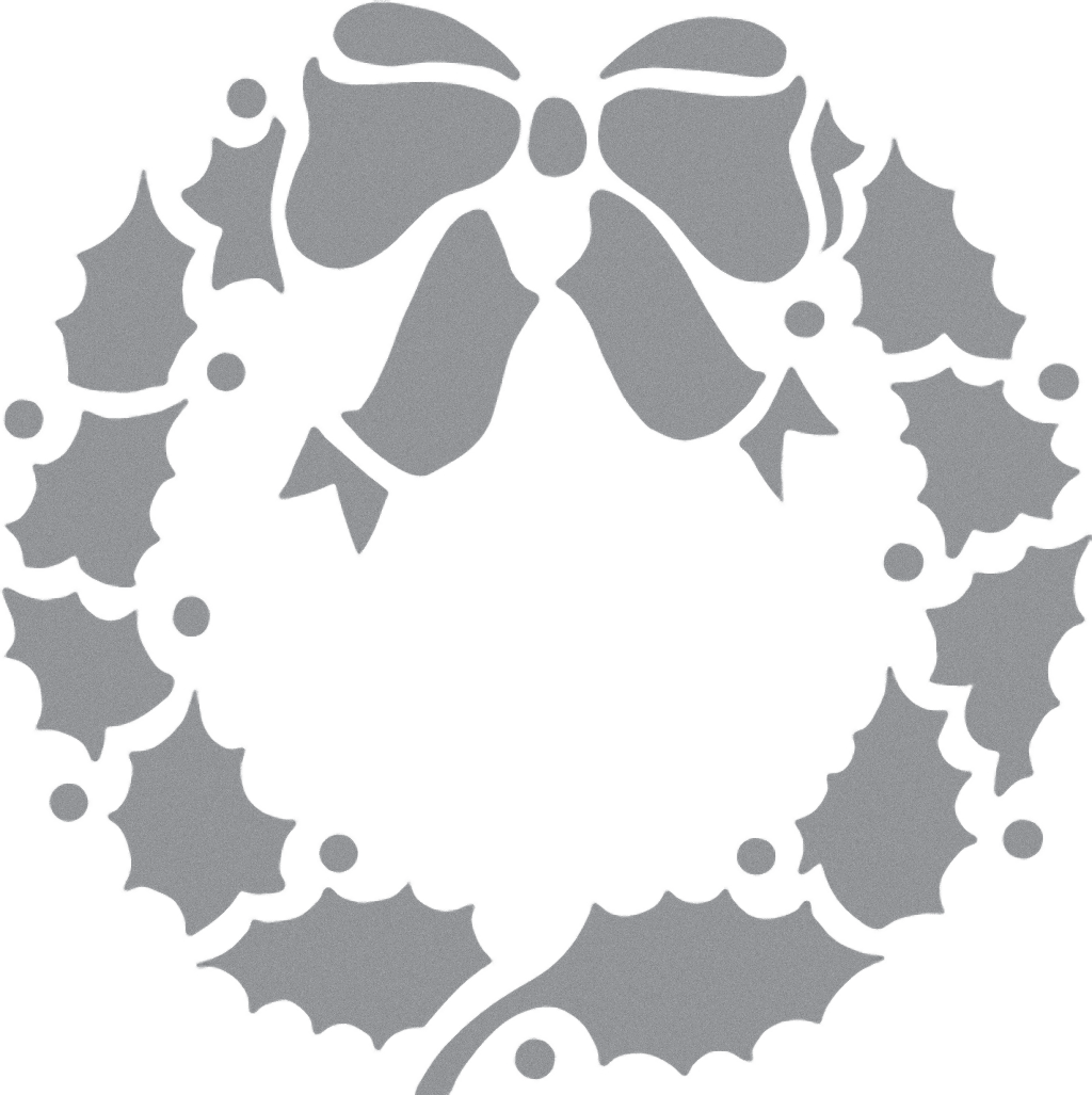 Трафарет пластиковый 10*25см Рождественский венок и свеча