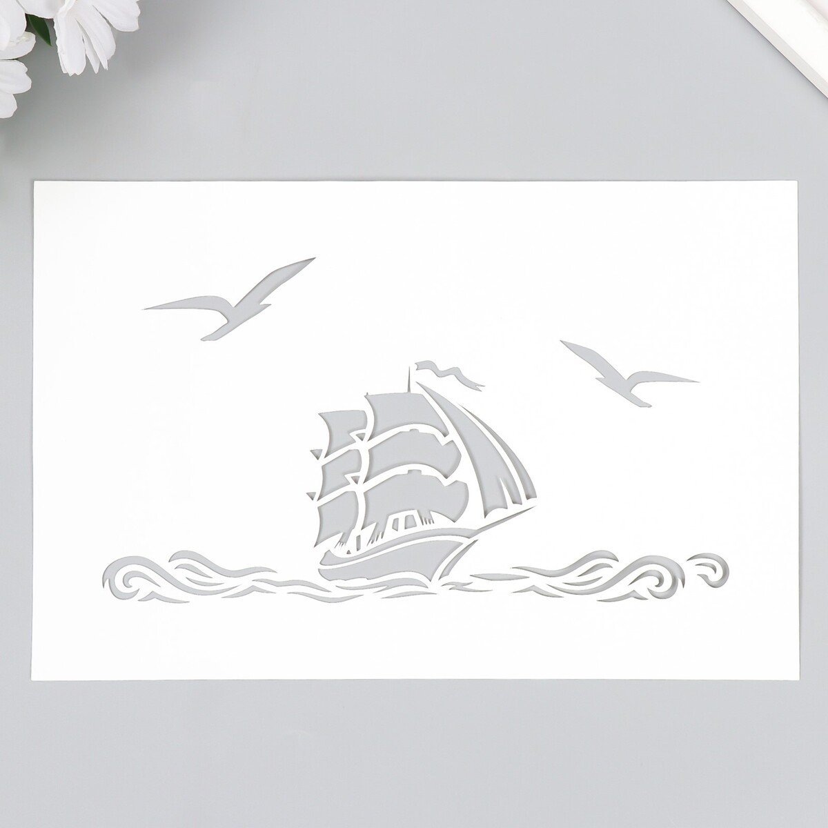 Парусник трафарет для сумки