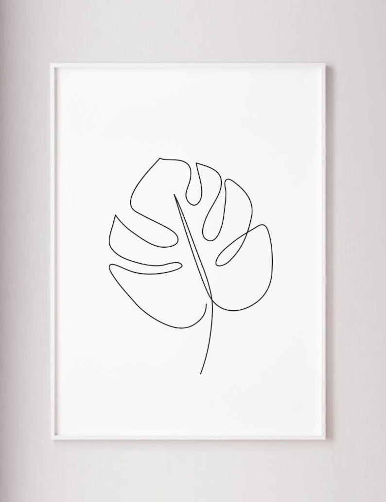 Лист монстеры одной линией