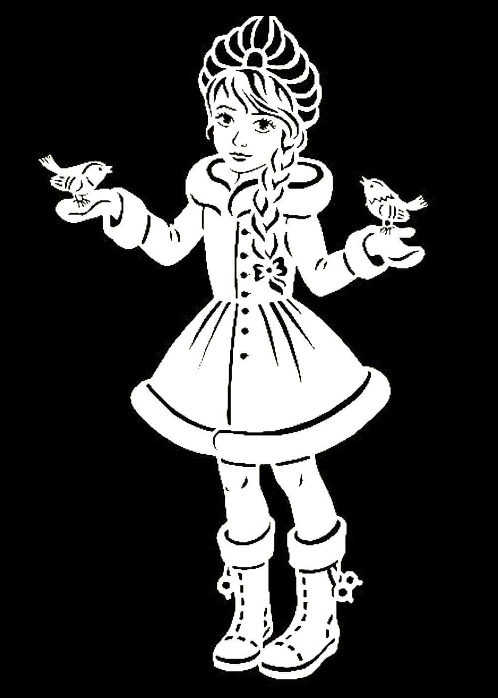 Трафарет Снегурочки на окно