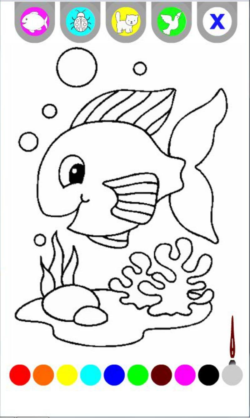 Раскраска аквариум с рыбками для детей