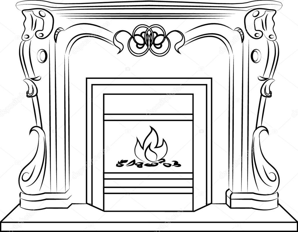 Рождественский камин раскраска