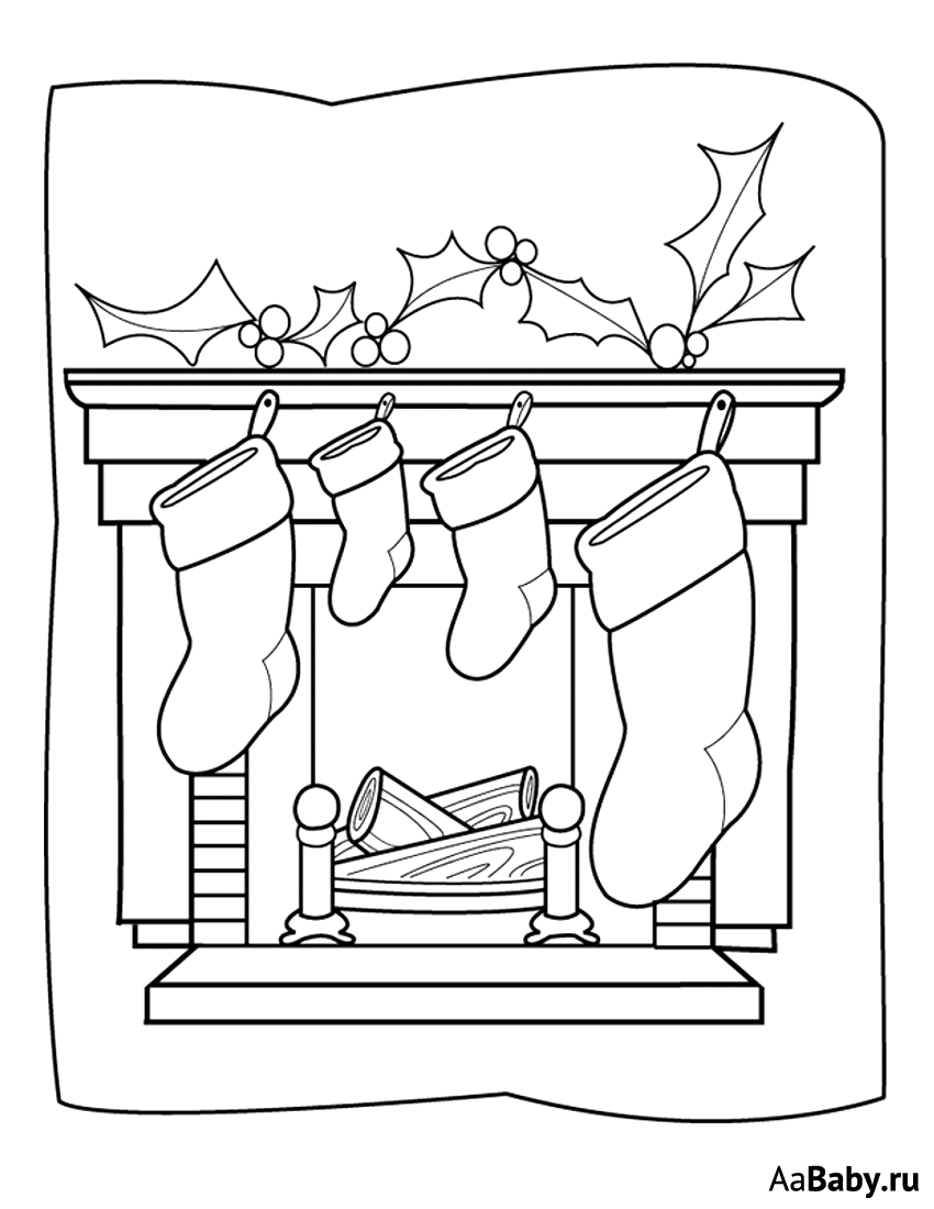 Трафарет новогоднего камина