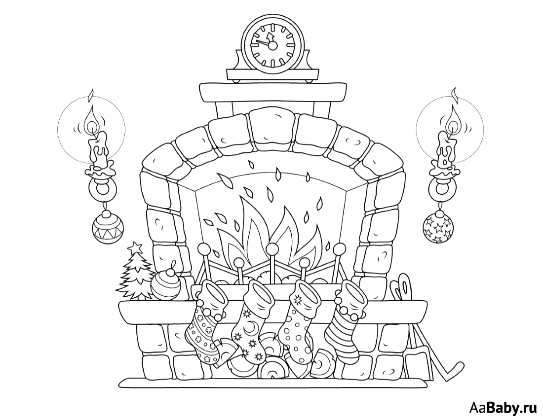 Раскраска камина