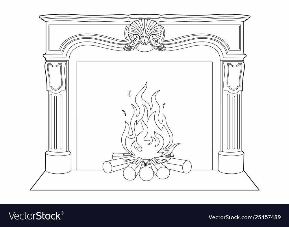 Камин вектор черный