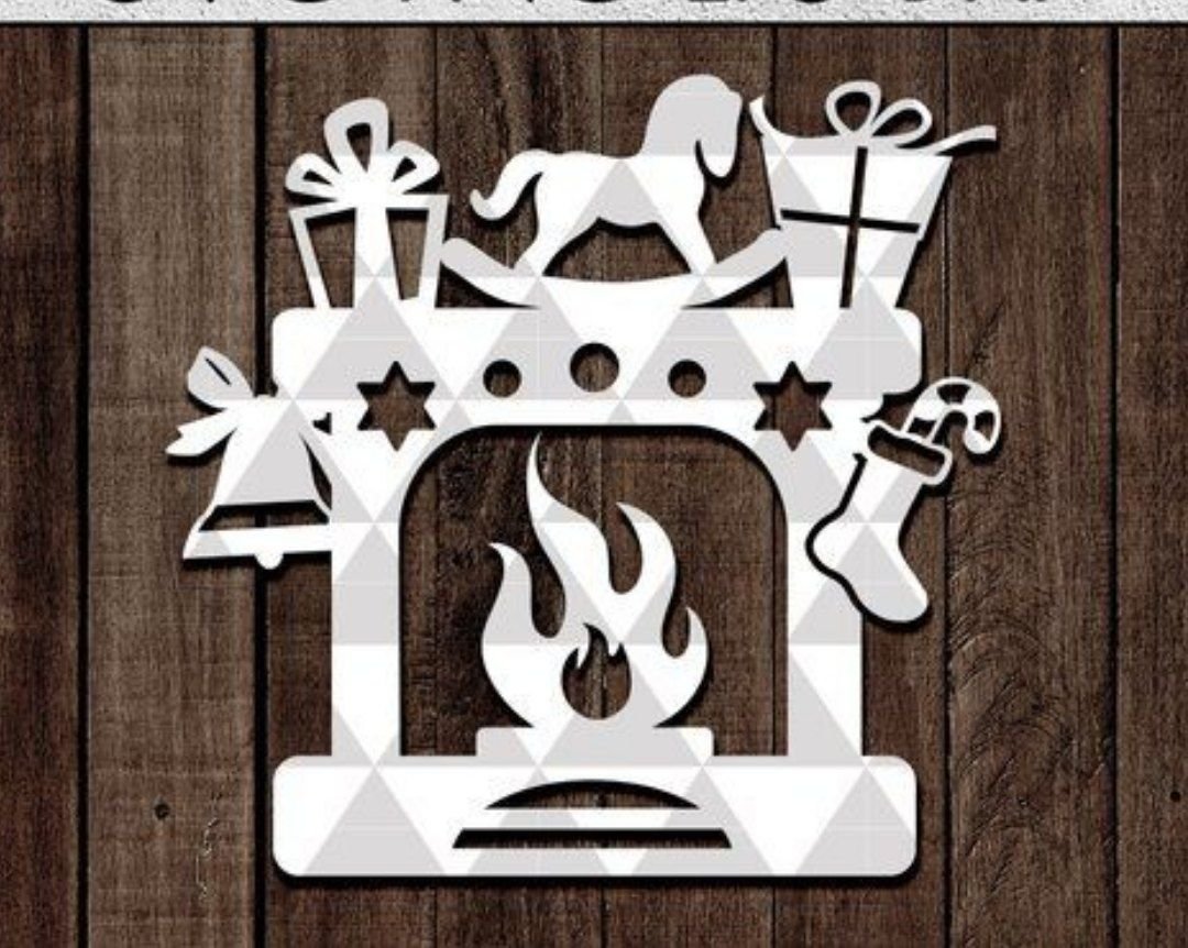 Раскраска новогодний камин и елка