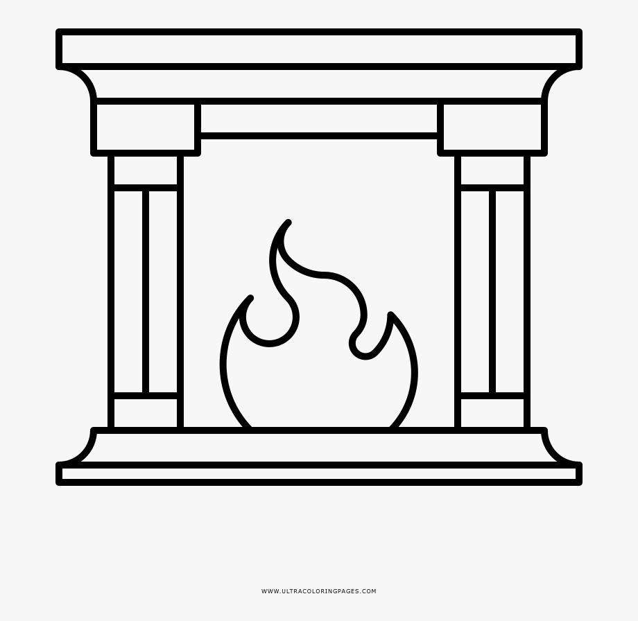 Раскраска Новогодняя комната с камином