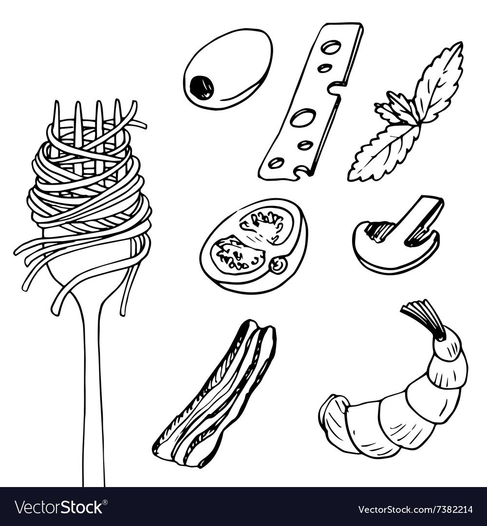 Вилки с макаронами иллюстрация