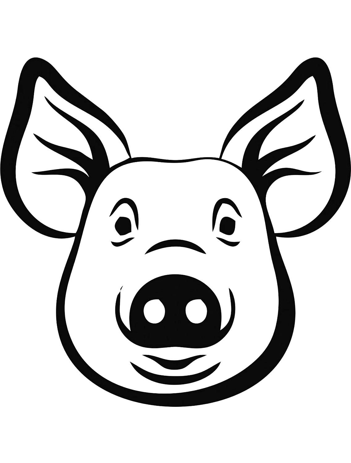 Поросенок картинка для детей черно белая