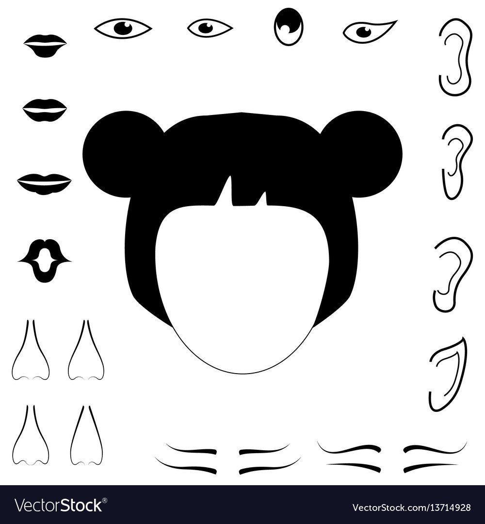 Трафареты частей лица