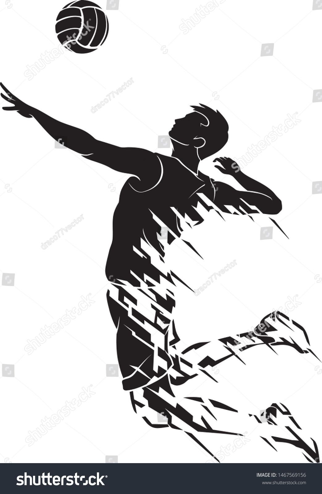 Волейболист черный силуэт