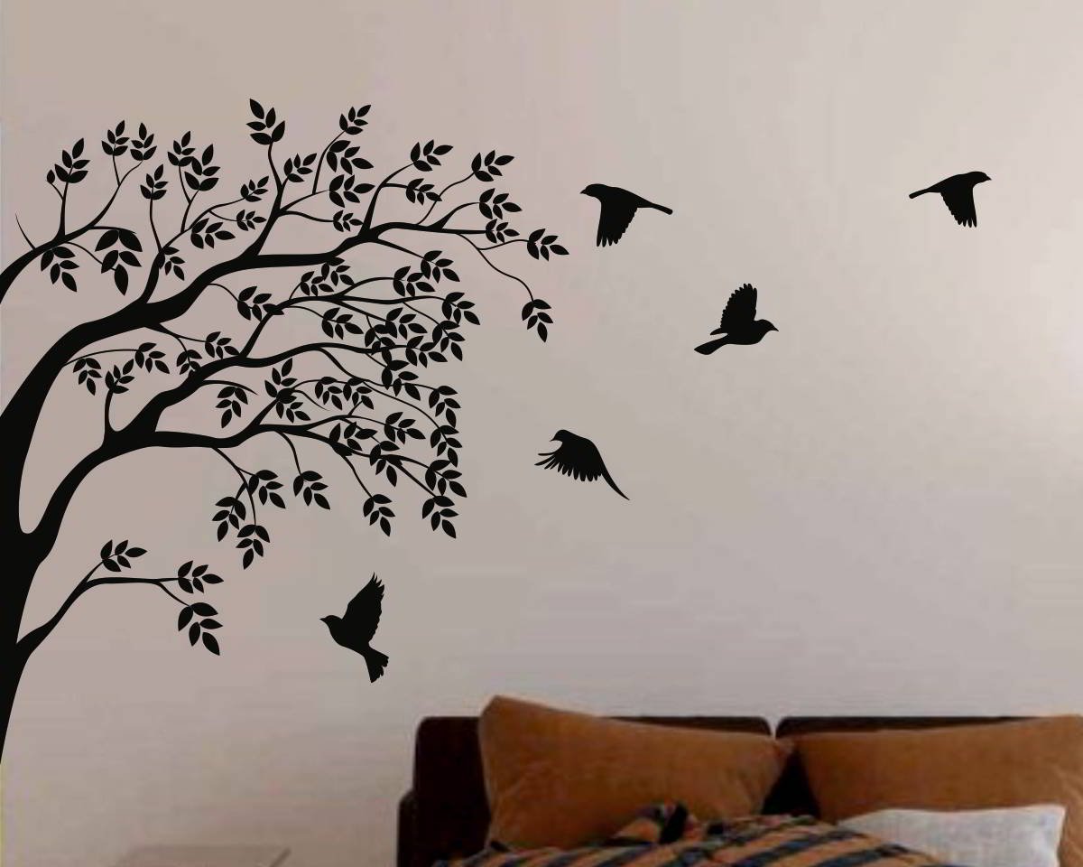 Трафареты деревьев для декора стен