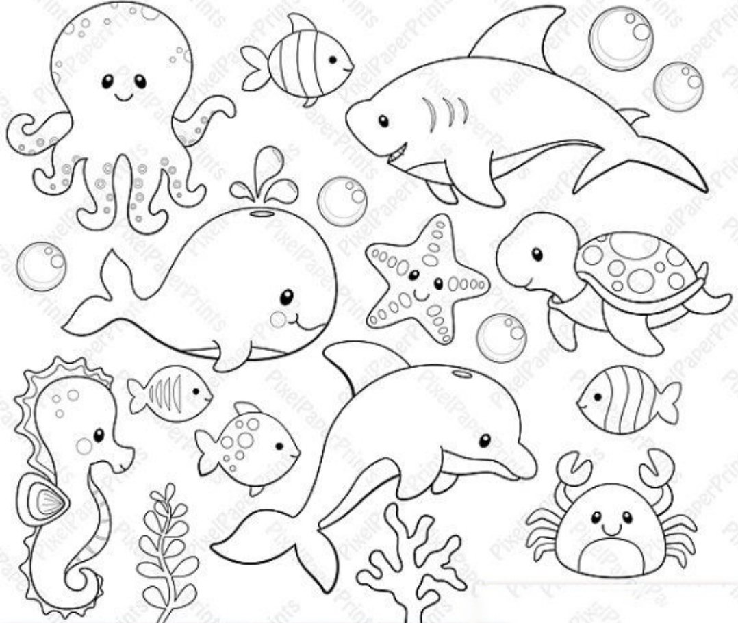 Трафарет "морские обитатели"