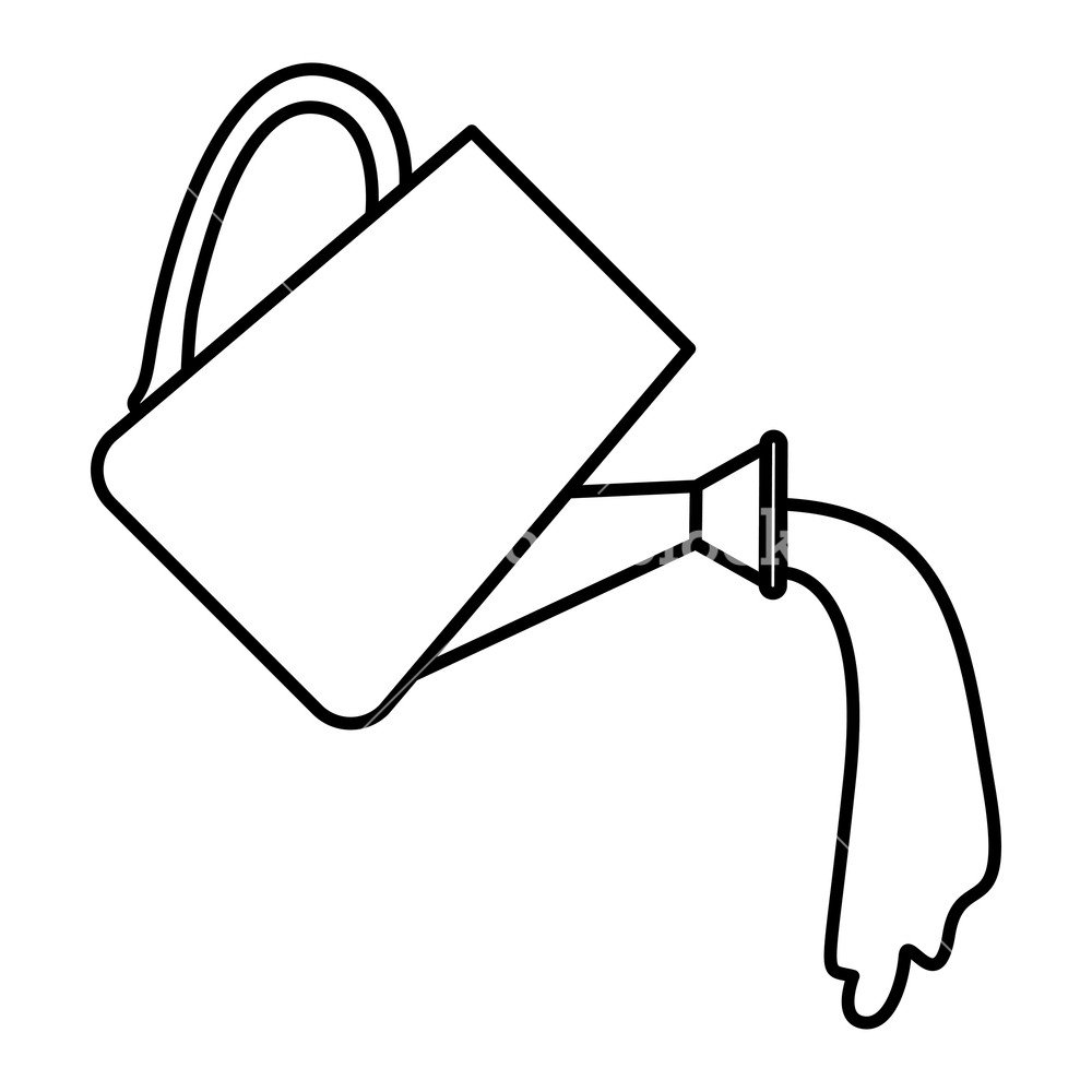 Раскраска лейка с льющейся водой