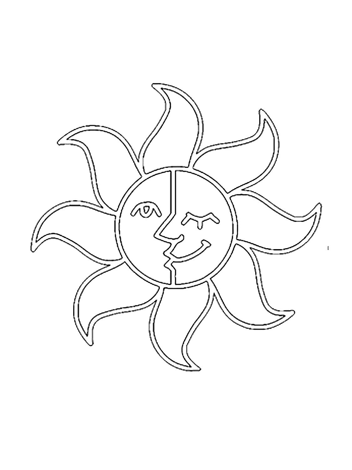 Трафарет солнце и Луна