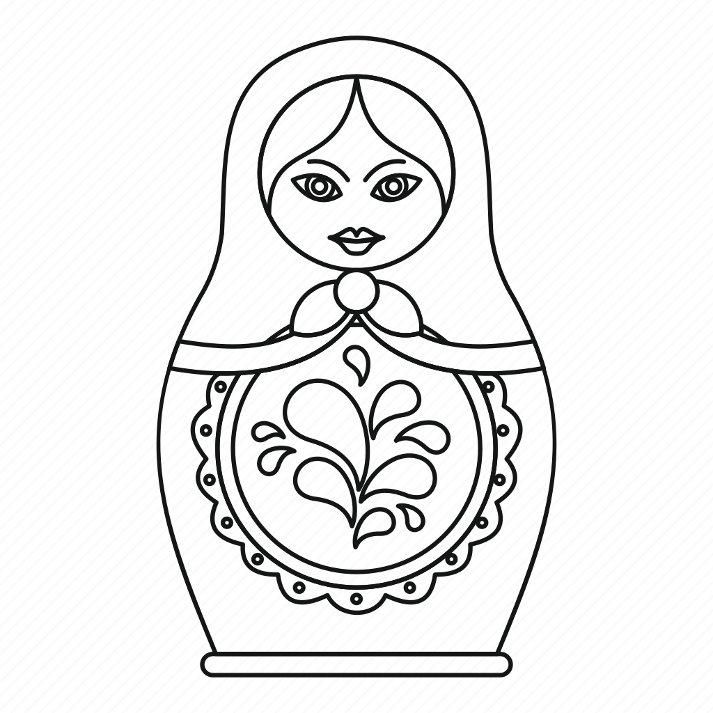 Трафарет Матрёшки для рисования