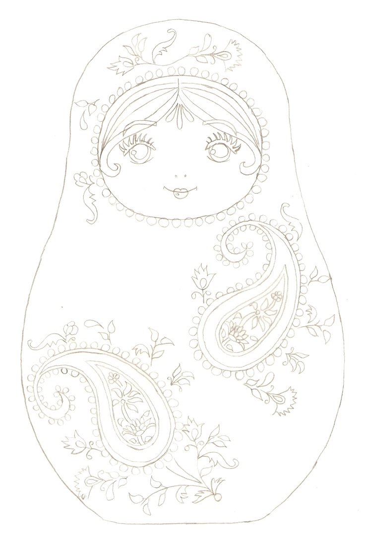 Матрешка трафаретная