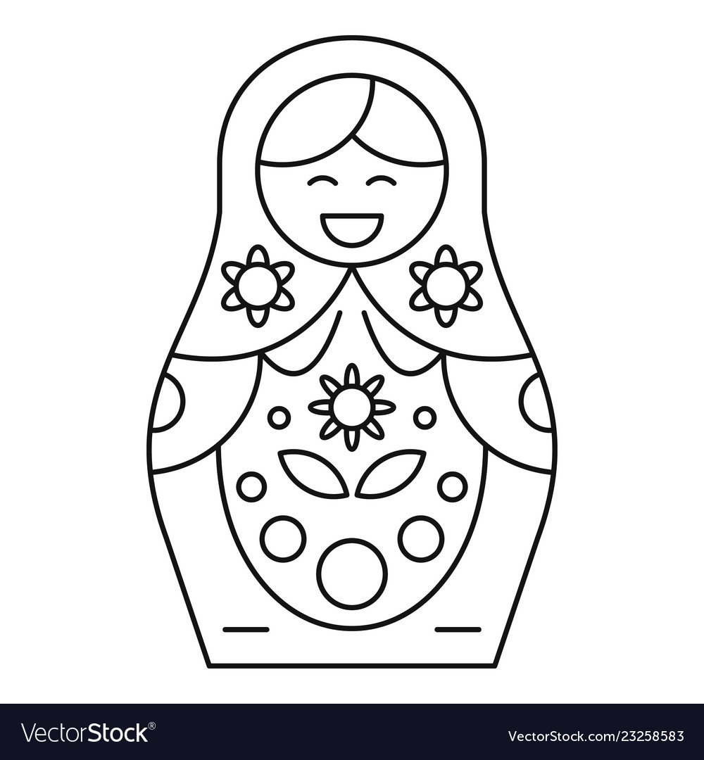 Хохломская Матрешка раскраска