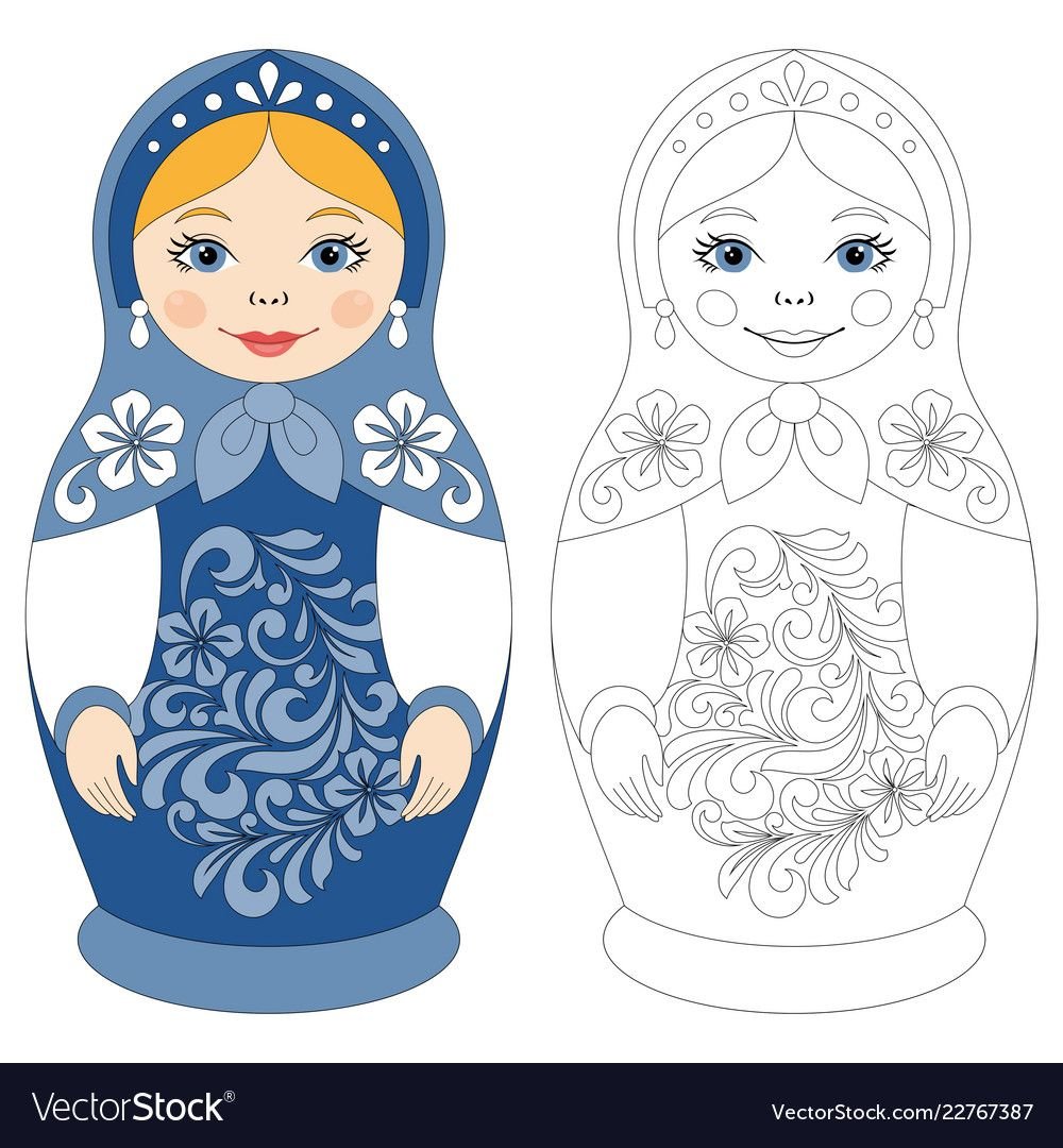 Русская Матрешка. Раскраска