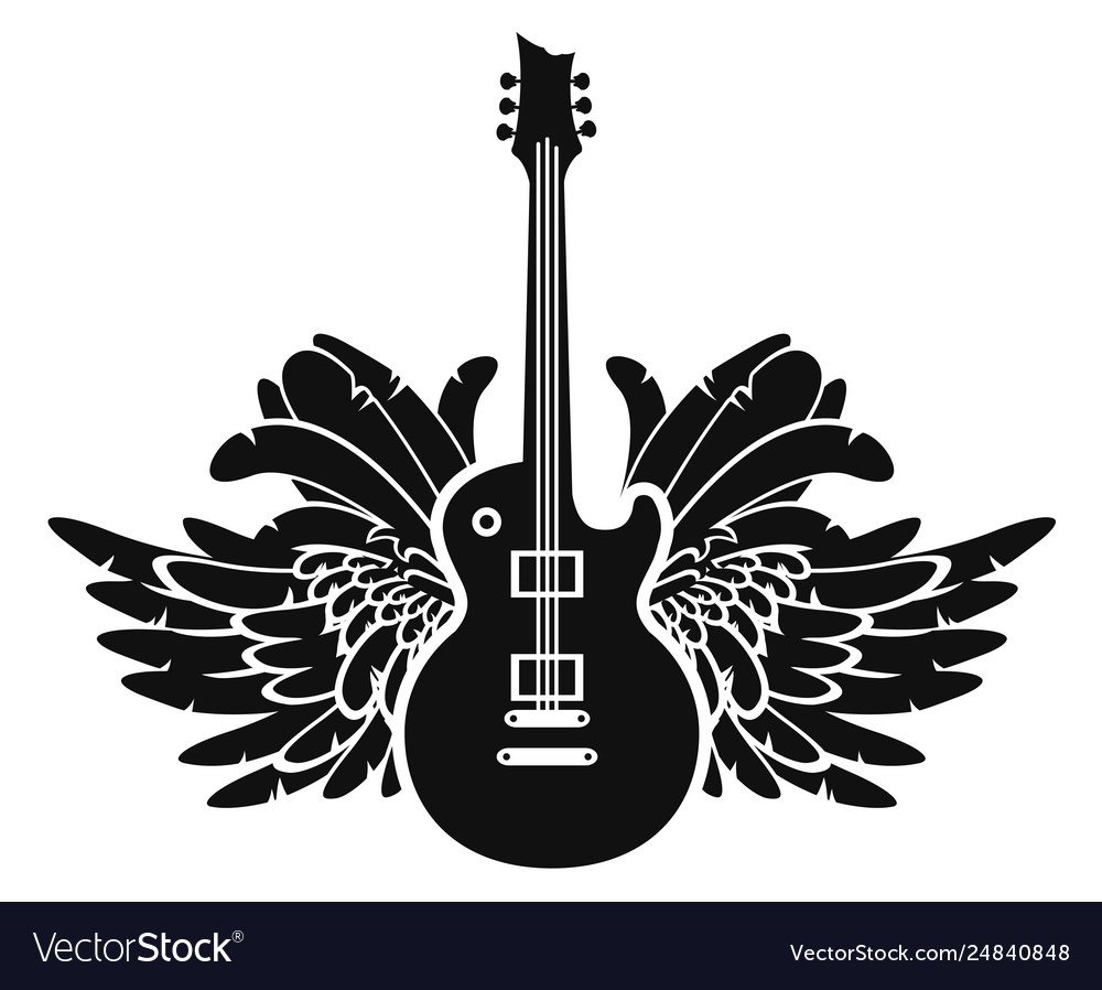 Гитара с крыльями вектор
