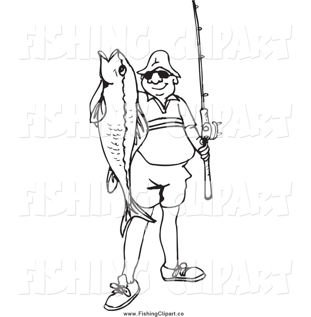 Рыбак на берегу силуэт