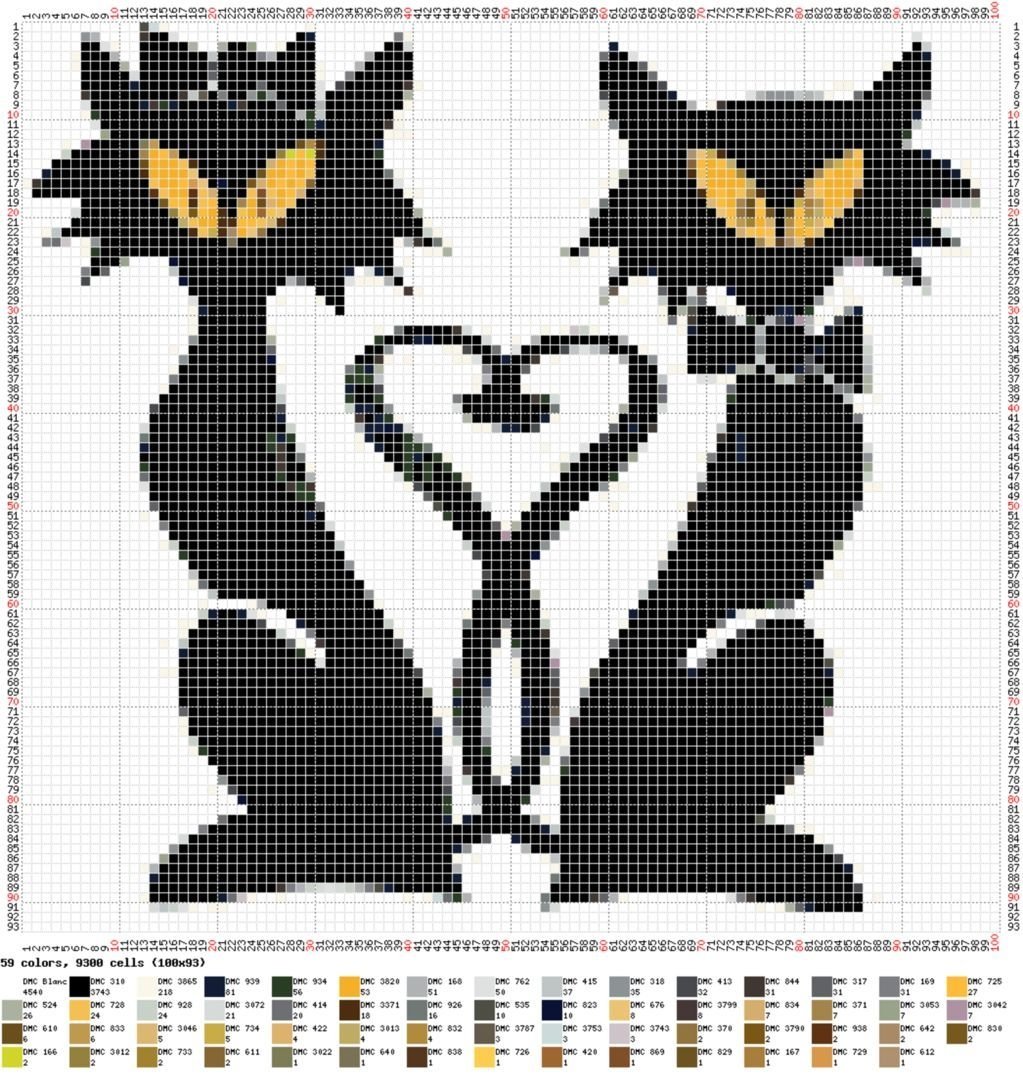 Силуэты котов для вышивки