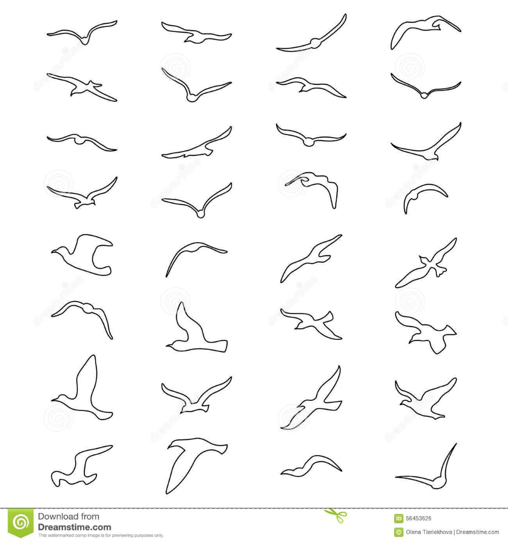 Силуэт улетающие Чайки вектор