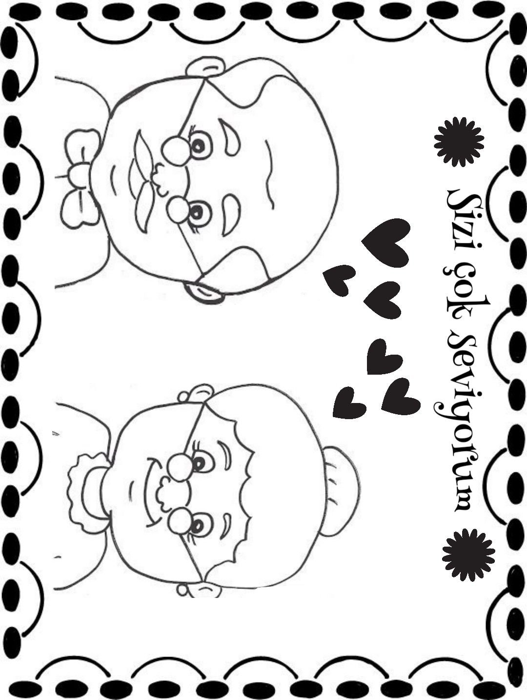 Раскраска лицо бабушки и дедушки