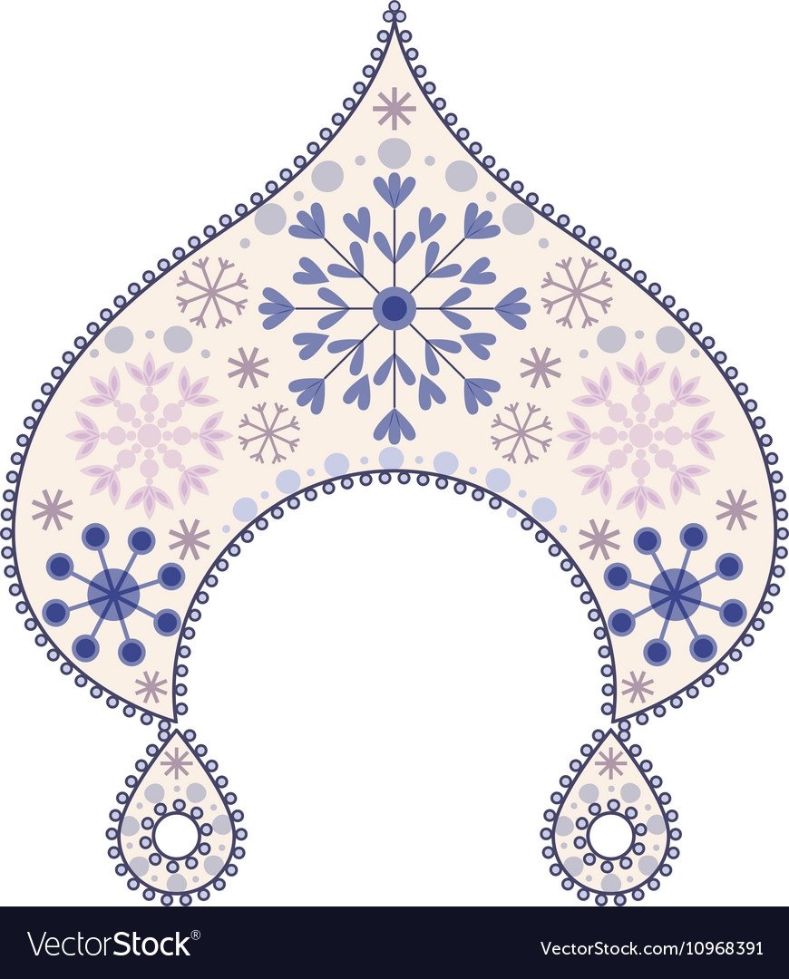 Кокошник Снегурочки трафарет