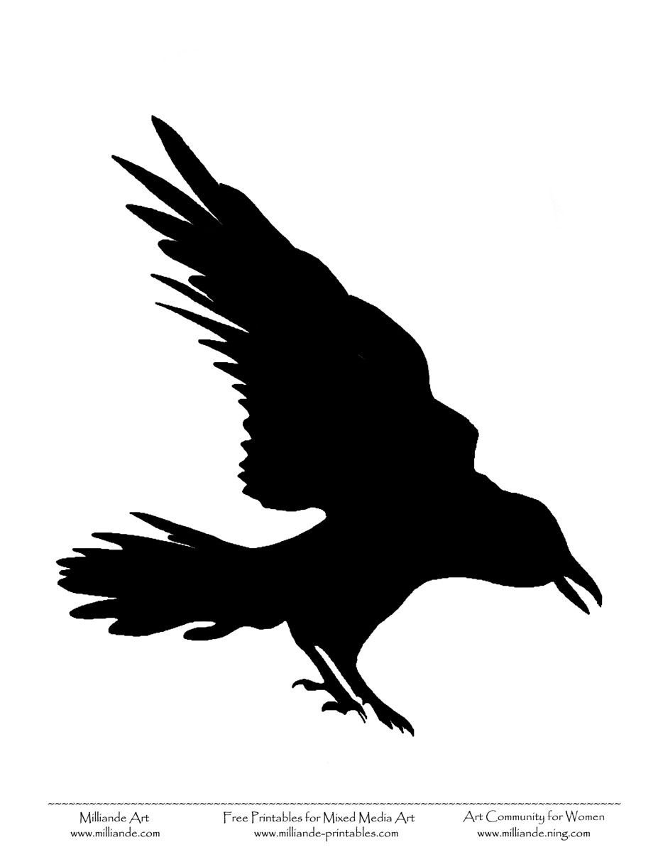 Трафарет ворона для вырезания