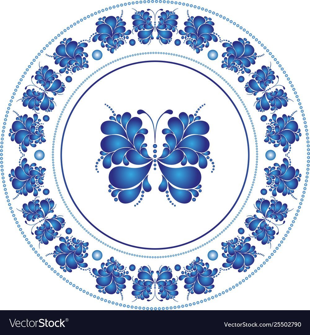 Гжельские узоры в черно белом цвете