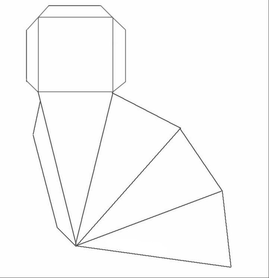 Треугольная коробка развертка