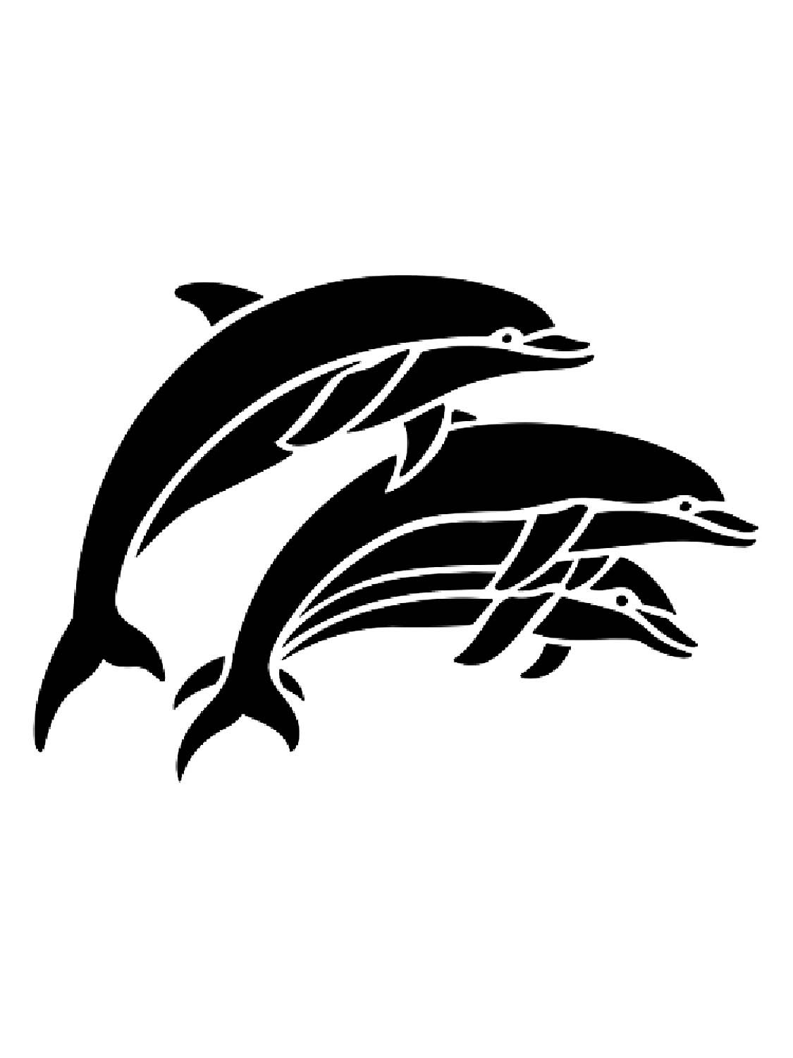 Дельфины трафарет на стену