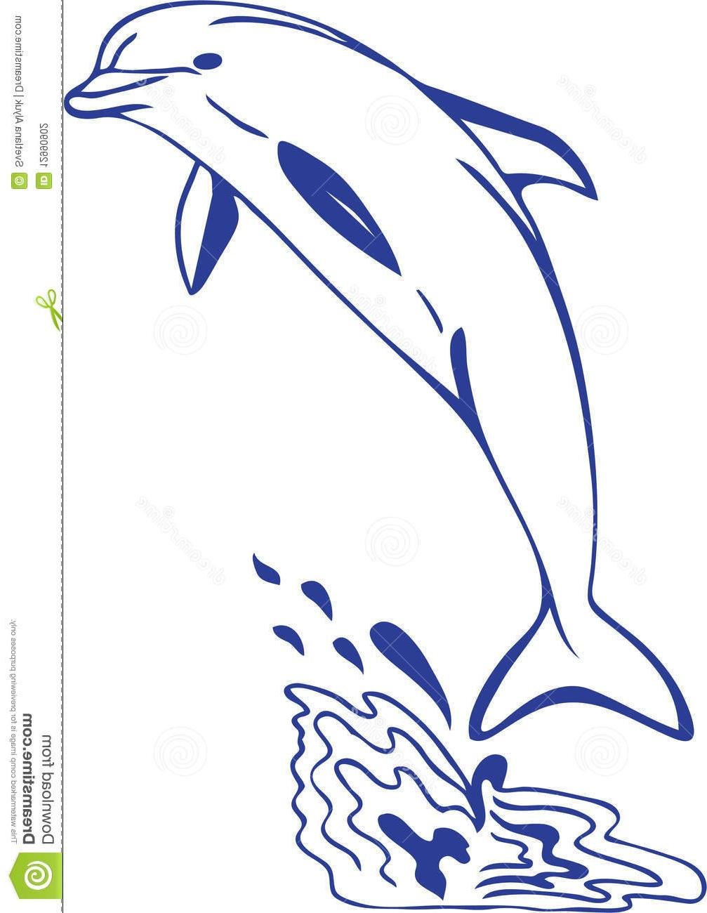Дельфин из воды трафарет
