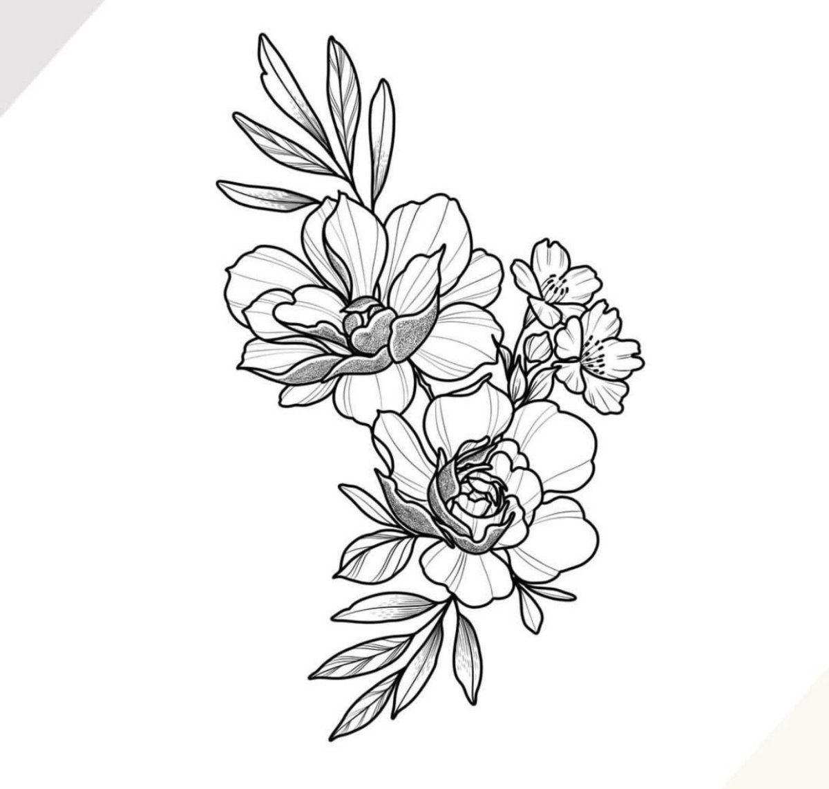 Эскизы тату цветы Минимализм
