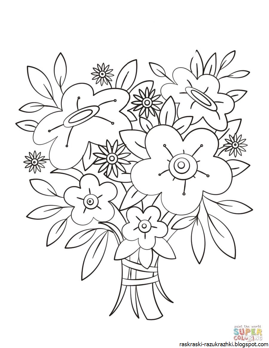 Букет тюльпанов раскраска