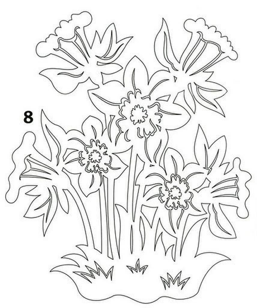 Трафареты на окна цветы для вырезания