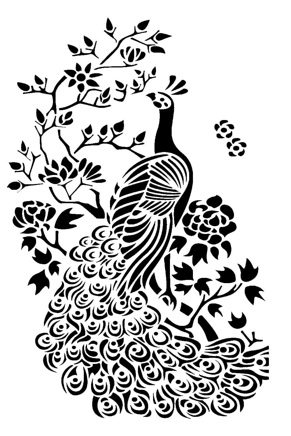 Трафарет павлина