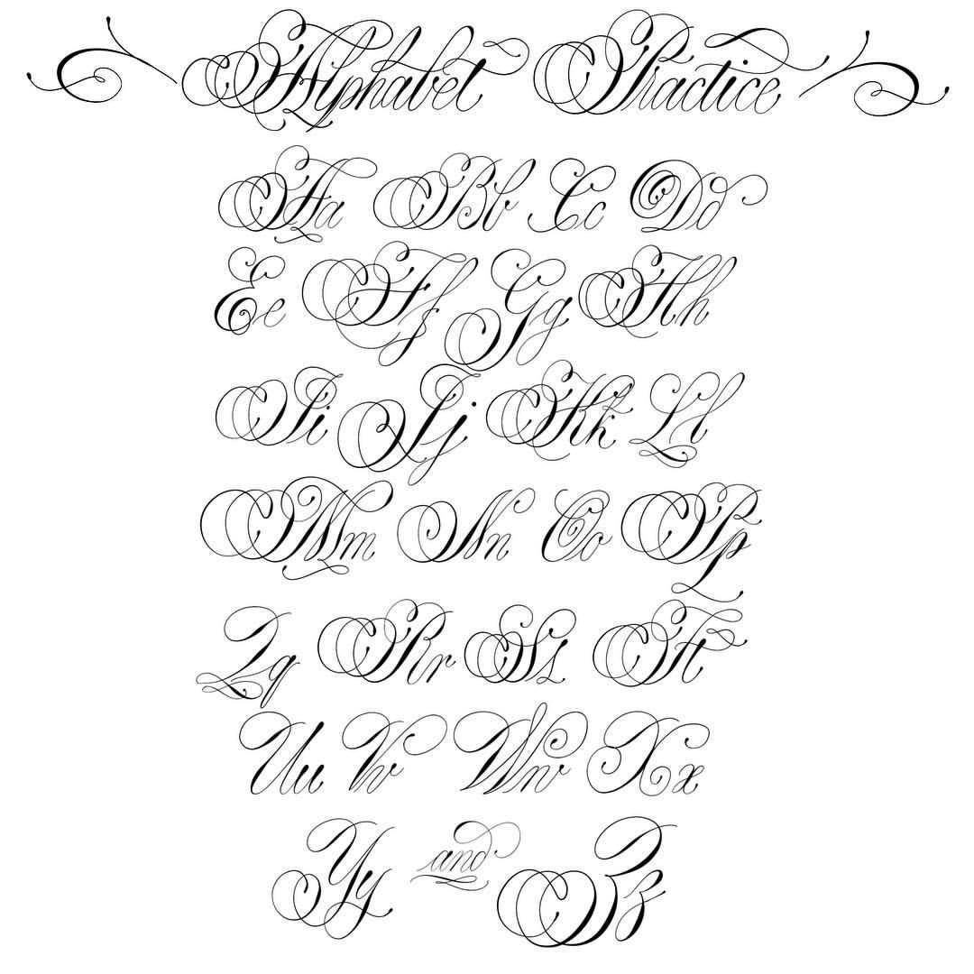 Каллиграфия копперплейт алфавит