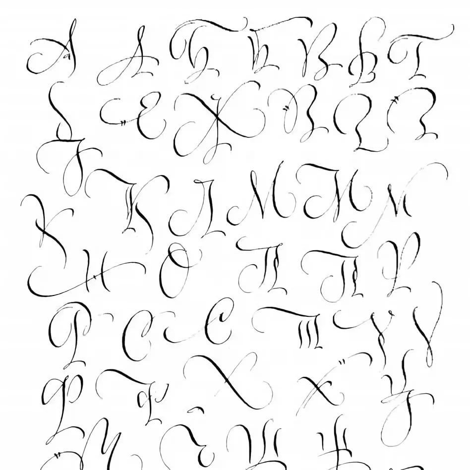 Каллиграфия копперплейт алфавит