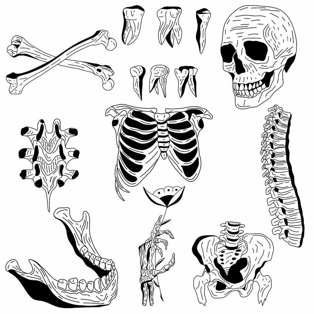 Трафарет скелета на футболку